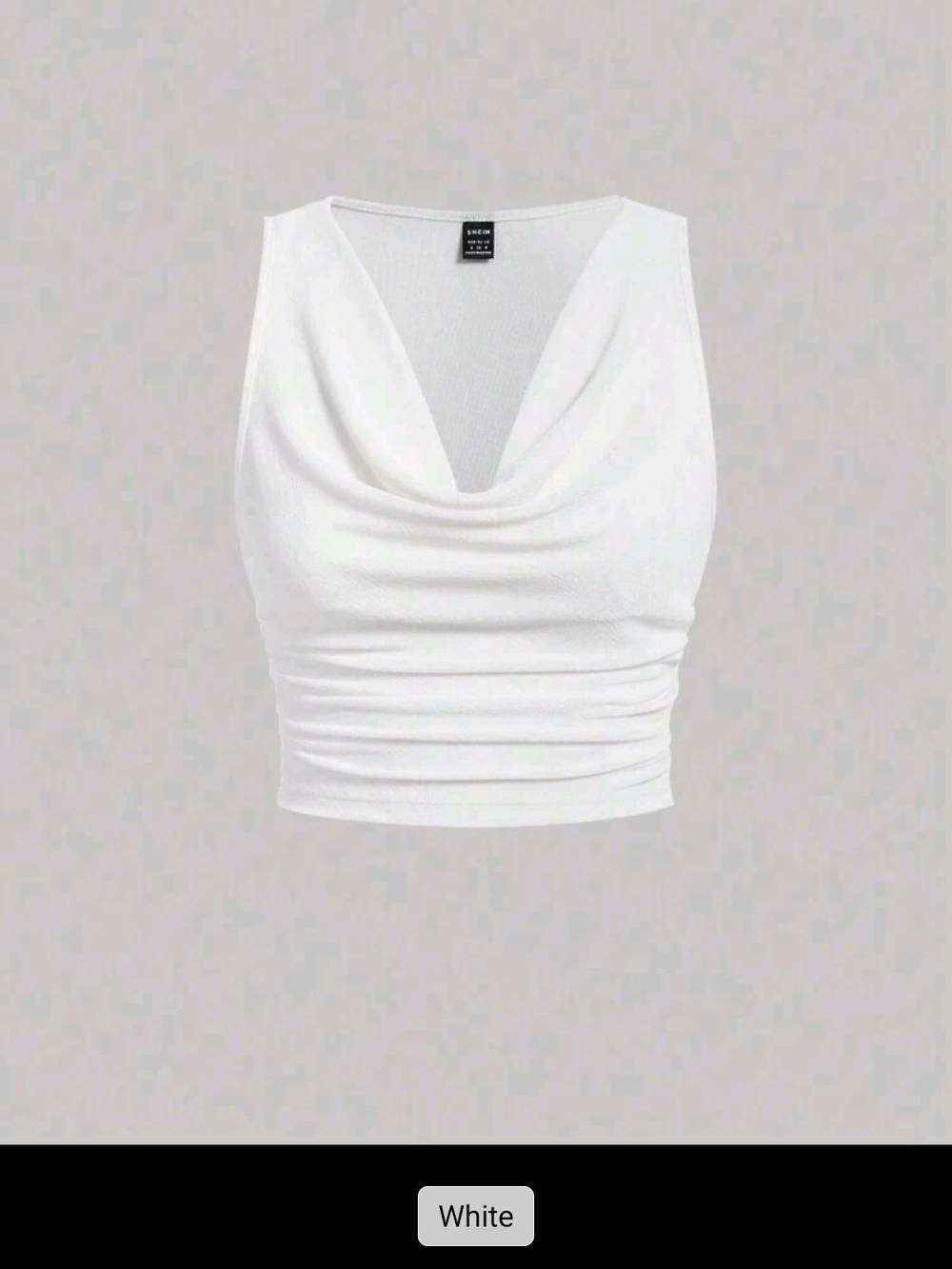 Sleeveless Drape Neck Crop Top - White
